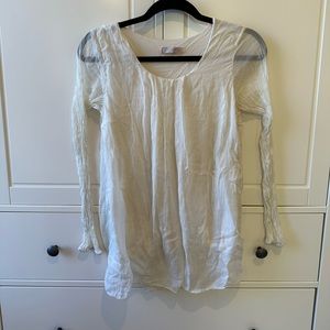 Cosmo Made In Italy Silk Long Sleeve Blouse Cream